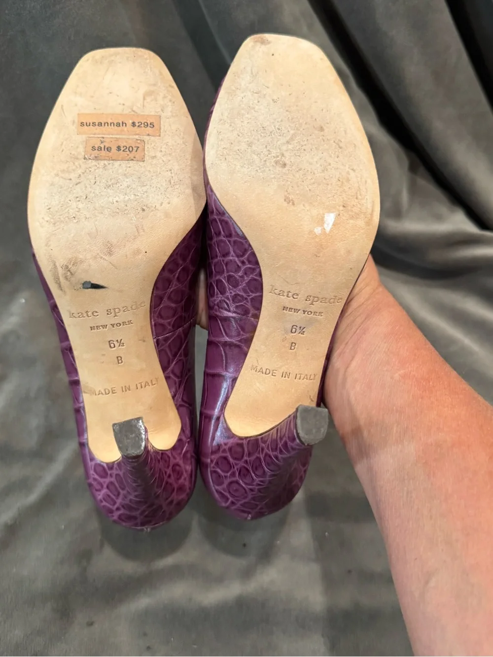 Kate Spade Purple Croc-Embossed Leather High Heel Pumps